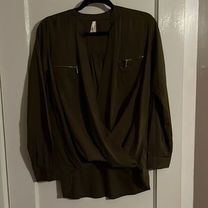 Silky long sleeve shirt olive green
